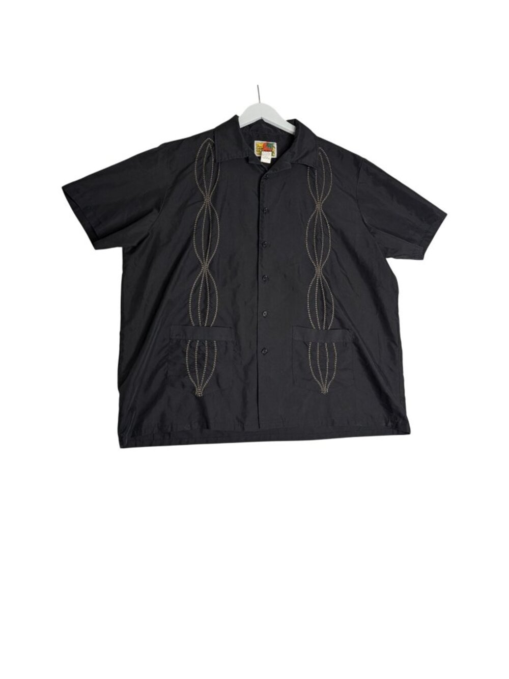 Haband Genuine Guayabera XL Black Short Sleeve Embroidered Shirt - Picture 9 of 9
